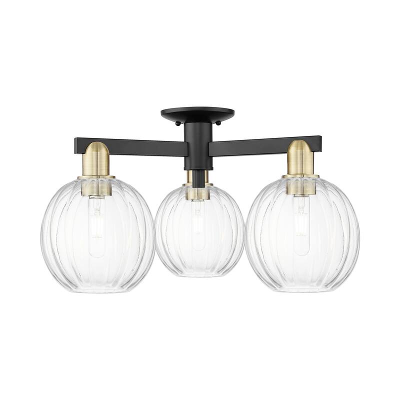 Innovations Lighting Downtown Urban - Preston - 3 Light 25" Globe Shade Semi-Flush Mount