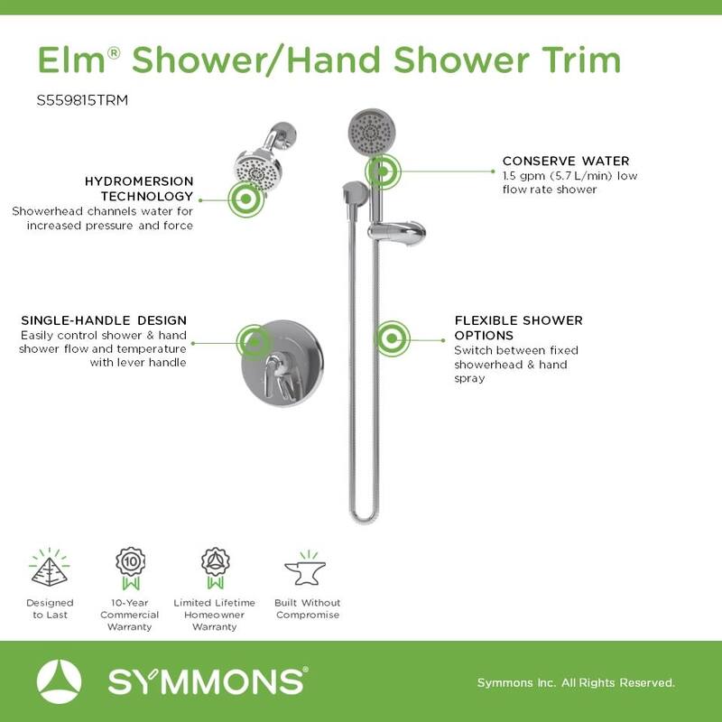 Symmons S559815TRM Elm Shower Only Trim Package with 1.5 GPM Multi