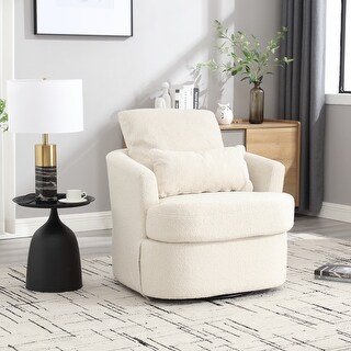 Roomfitters Teddy Swivel Barrel Chair, 360° Round Accent Sofa Chair for Living Room, Bedroom, Nursery or Office
