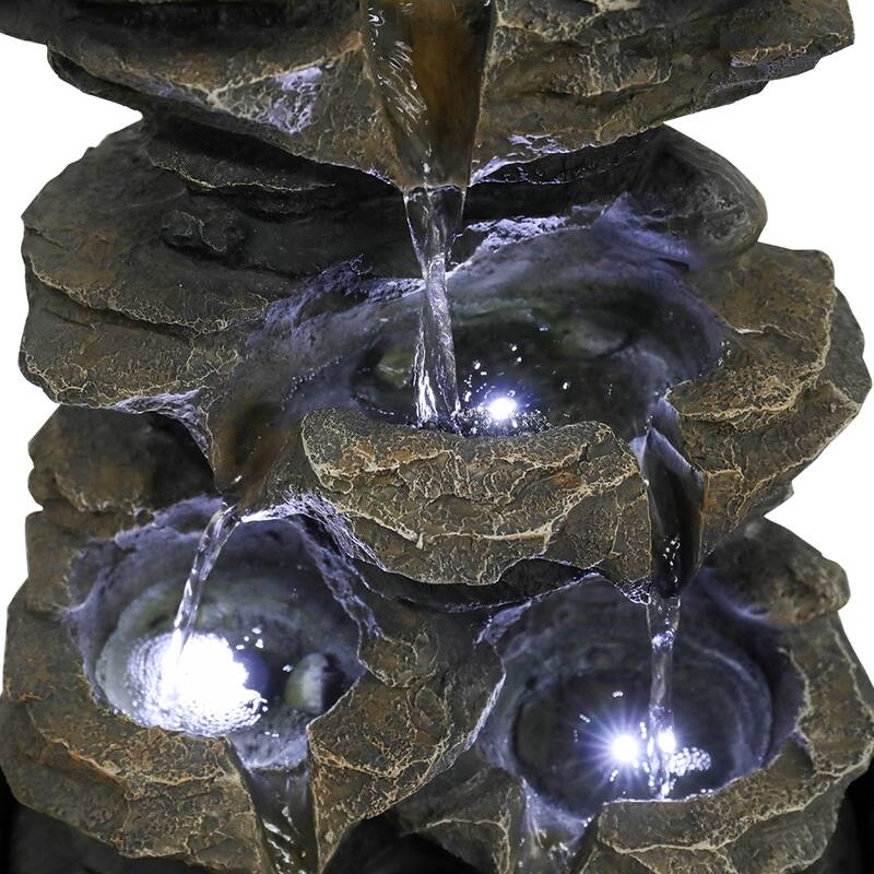 15.7'' H Tabletop Indoor Rock Waterfalls Fountains with LED Light
