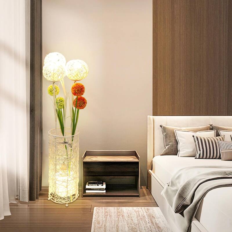 Modern Pastoral Decorative Rattan Standing LED Tree Light