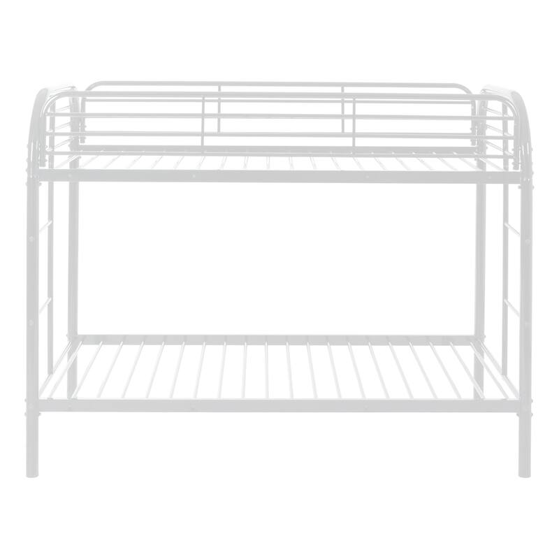 Twin Over Twin Metal Bunk Bed with 2 Ladders and Full-Length Guardrail, Easy Assembly, White