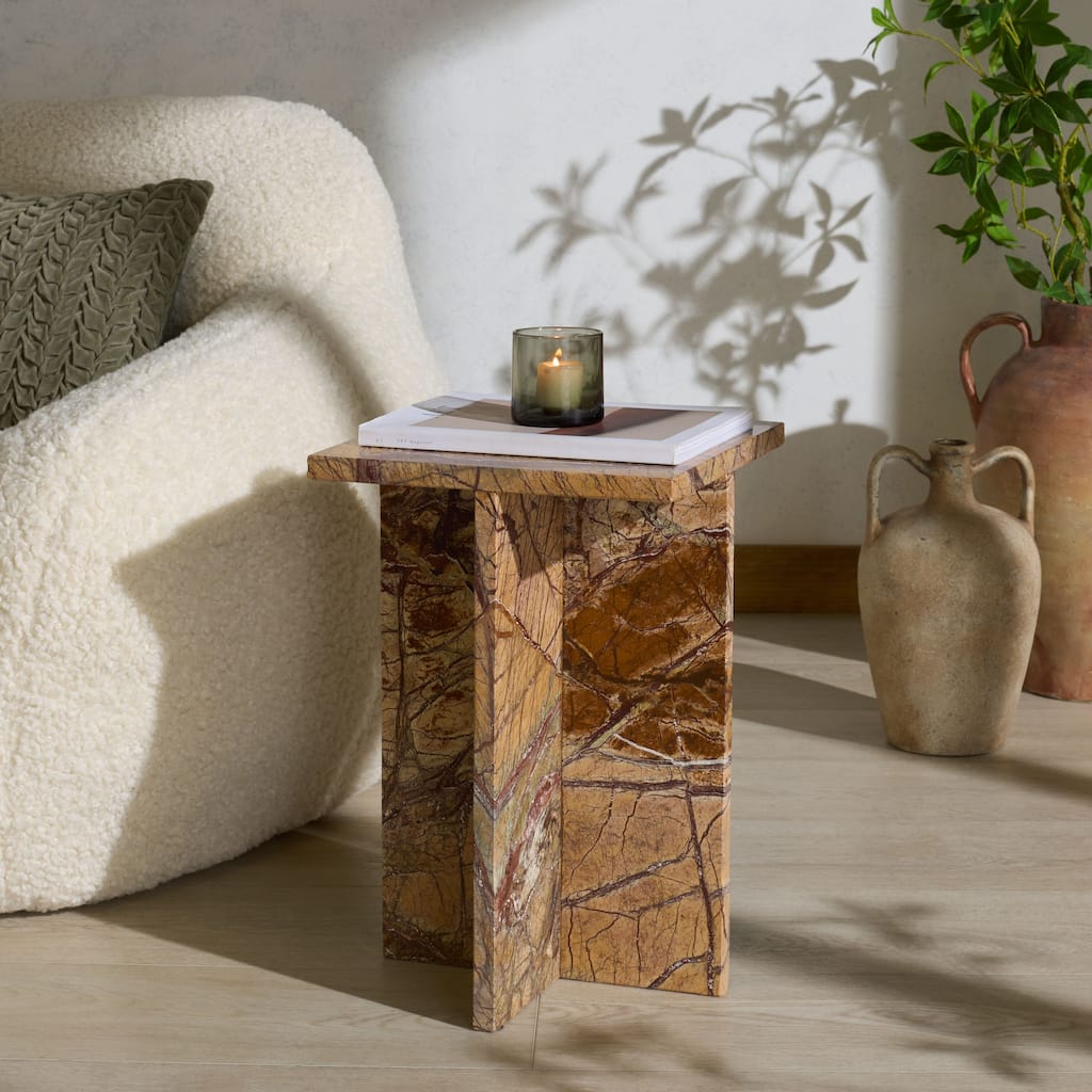 SAFAVIEH Couture Adriano 12-inch Marble Accent Table - 12"W x 12"D x 18"H