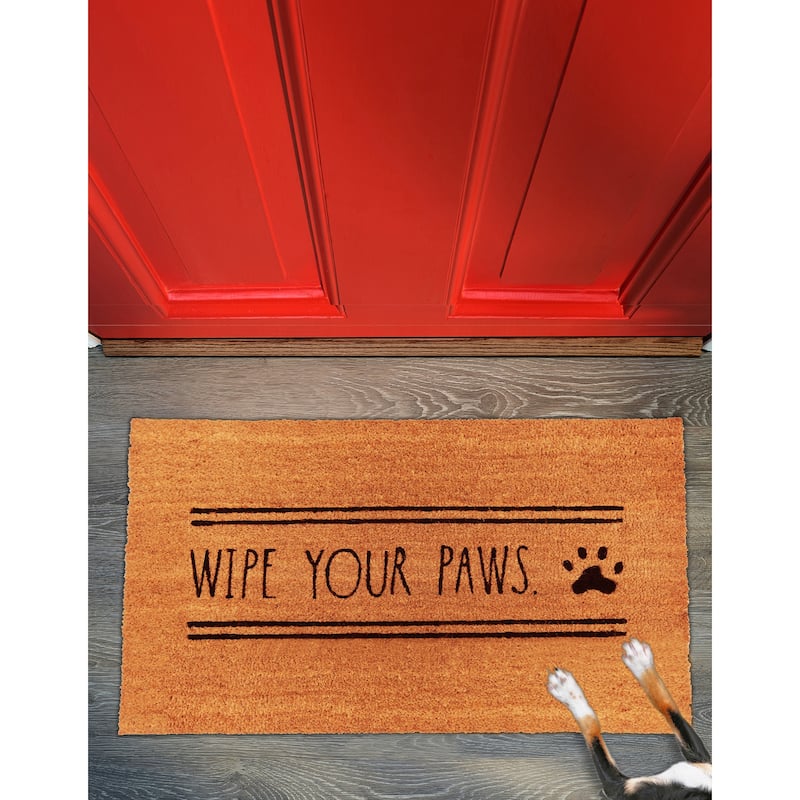 Rae Dunn Eviromentally Friendly Pet Themed Coir Welcome Mat - 18" x 30"