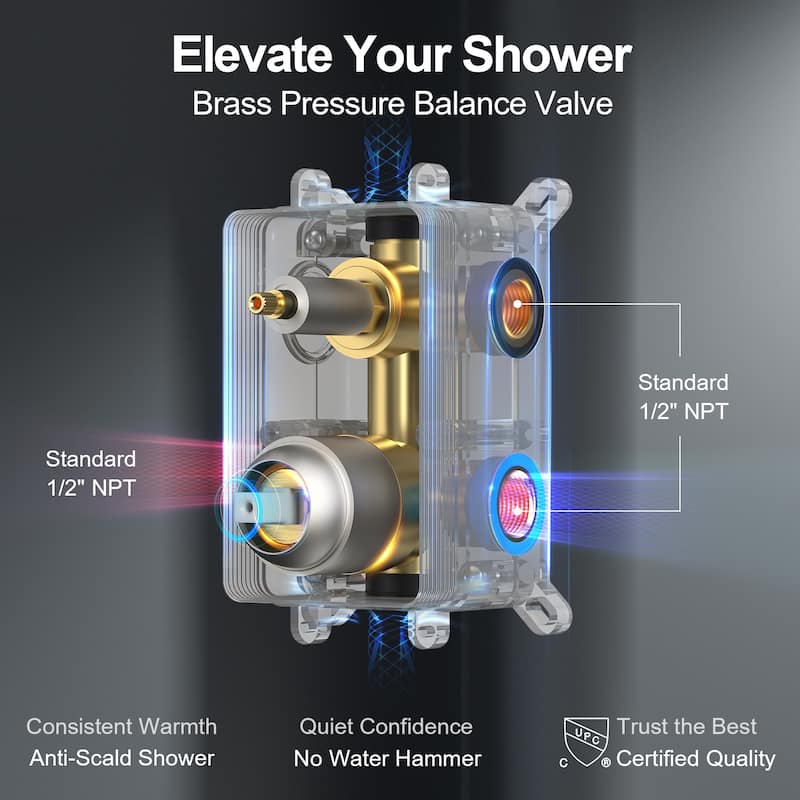 GRANDJOY Shower Faucet set Wall Mount Waterfall Tub Spout and Hand Shower Combo