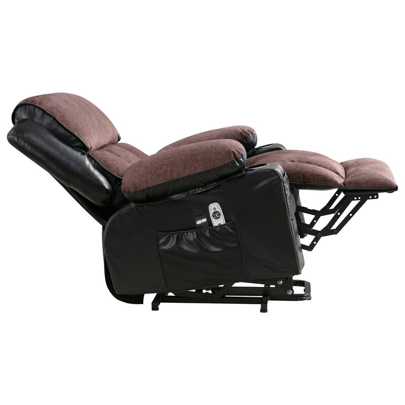 Power Lift Fleece Leather Recliner Chair for Elderly with Vibration Massage and Heat and USB & Cup Holders, for Living Room