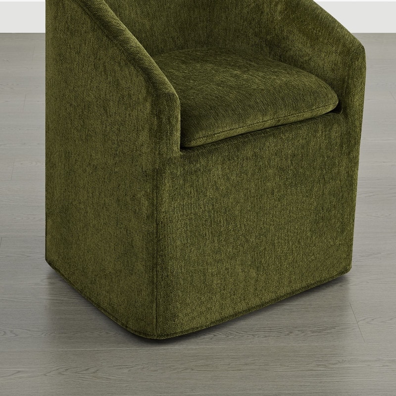 Spruce & Spring Modern Upholstered Dining Chair with Casters & Removable Slipcover