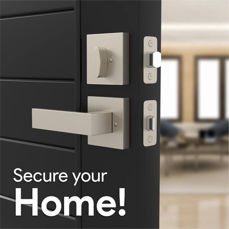 Mega Handles Tobelle Entrance Handleset with Interior Door Lever & Single Cylinder Deadbolt – Stainless Steel – Modern Design