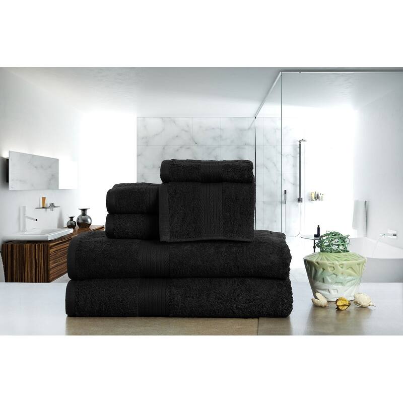 Luxurious Cotton 6- Piece Towel Set 600 GSM Bathroom Towel Set by Ample Decor