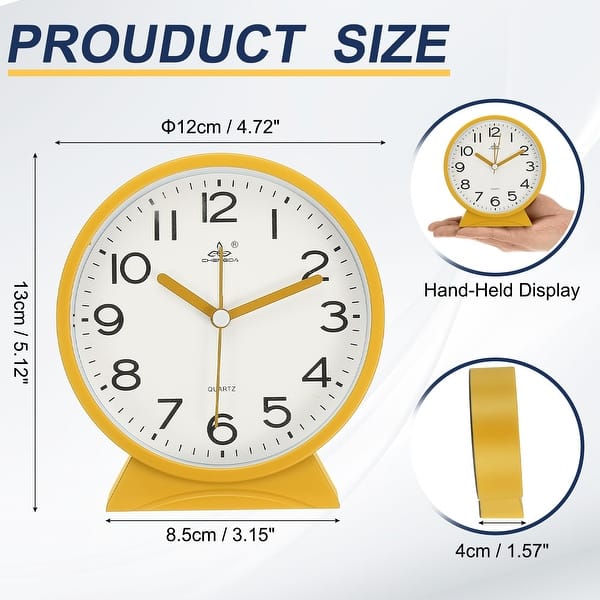 dimension image slide 3 of 4, Analog Alarm Clock, Battery Operated Retro Small Desk Clock for Bedside Bedroom Living Room