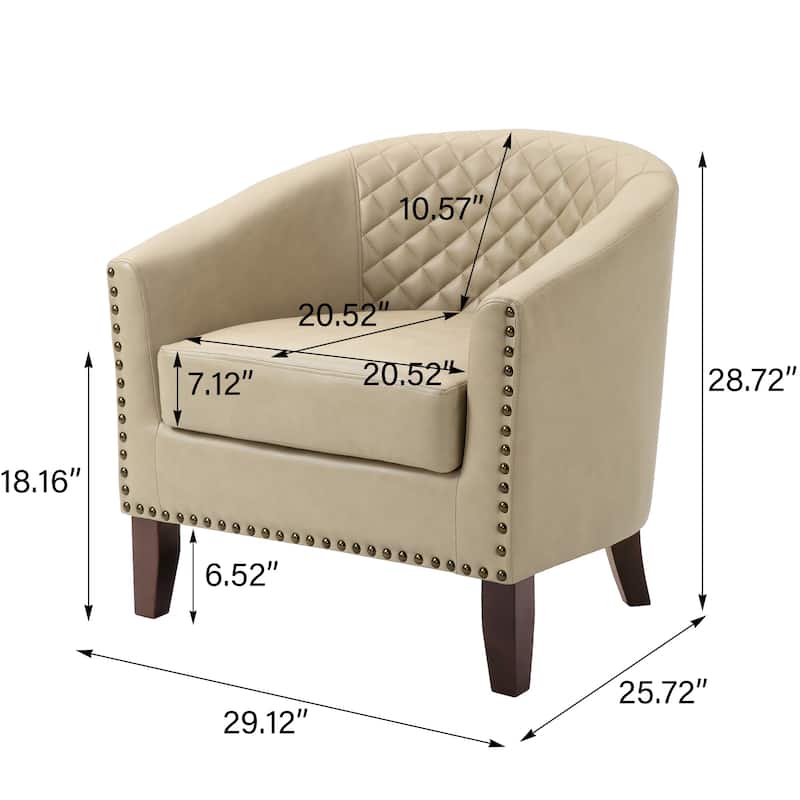 Faux Leather Barrel Accent Chair