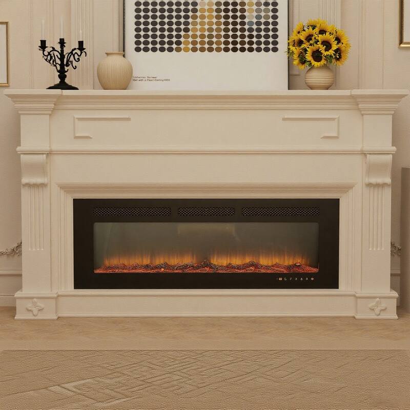 Wall Mounted Electric Fireplace Heater with 12 Flame Colors - 50Inch