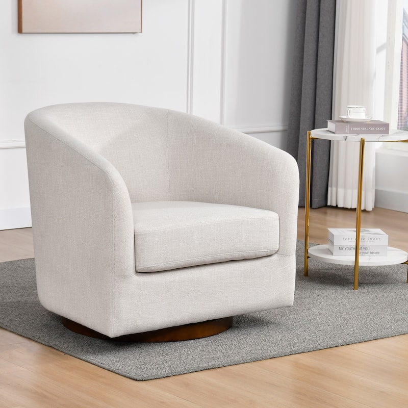 Modern 31" W Swivel Accent Chair Barrel Chair - Single - Cream