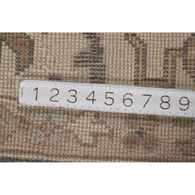 Gray Oushak Oriental Area Rug Hand-Knotted Wool Carpet - 9'0"x 11'11"
