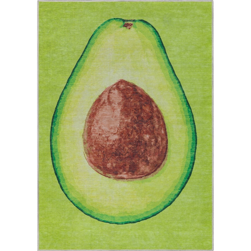 Well Woven Apollo Novelty Easy Clean Area Rug - 5' x 7' - Avocado Green