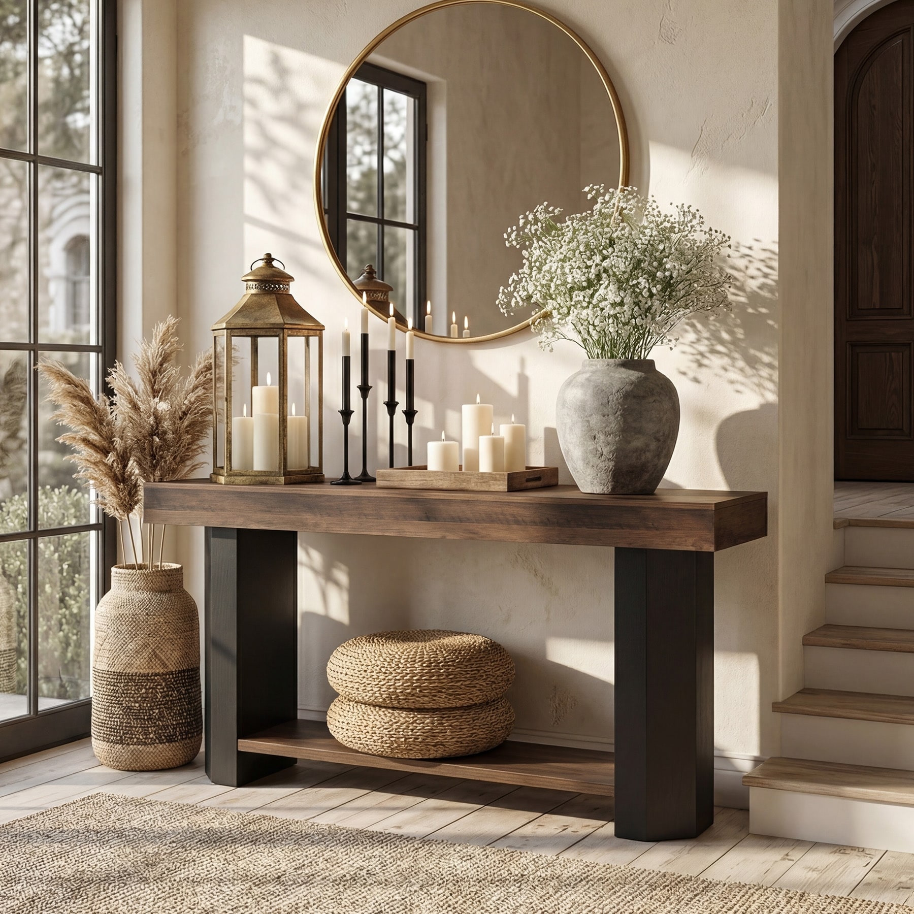 63 Inch Industrial 2-Tier Sofa Console Table for Entryway by 1Easylife