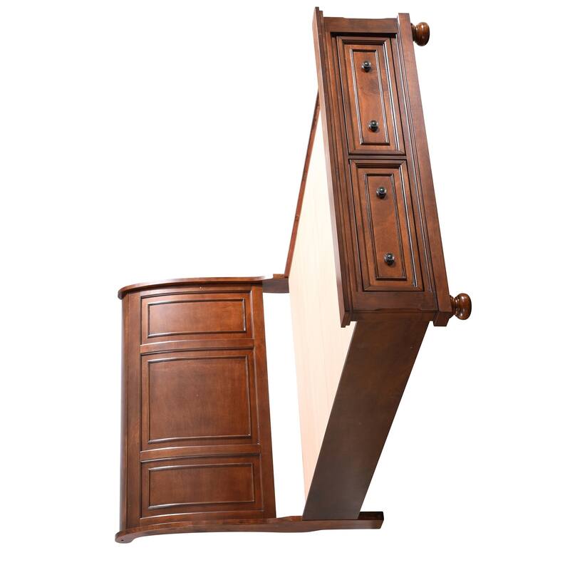 Wooden Sleigh Queen Panel Bed with Two Storage Drawers - 97" - Brown