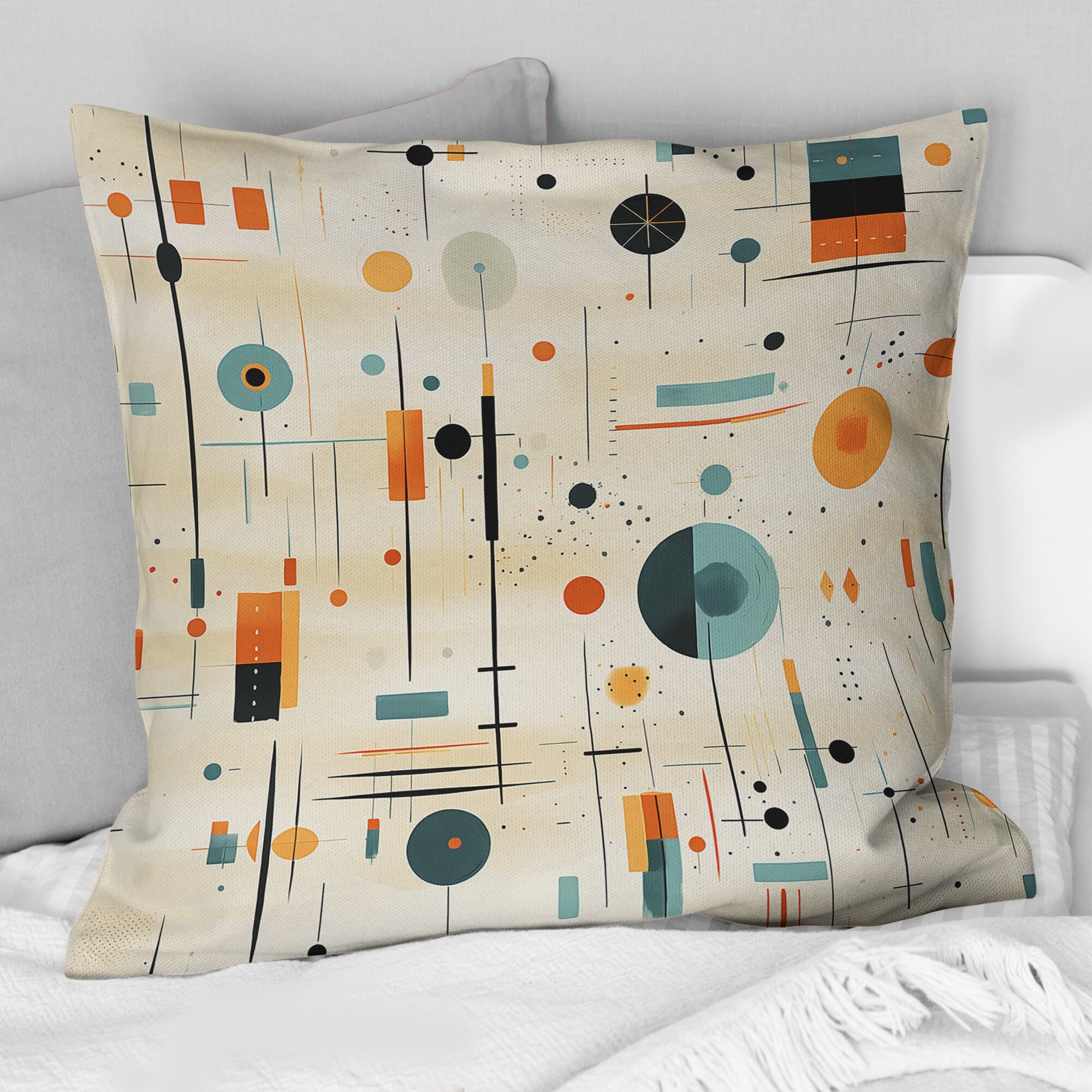 Teal and Orange Mid-Century Modern Geometric Pattern by Designart  -image