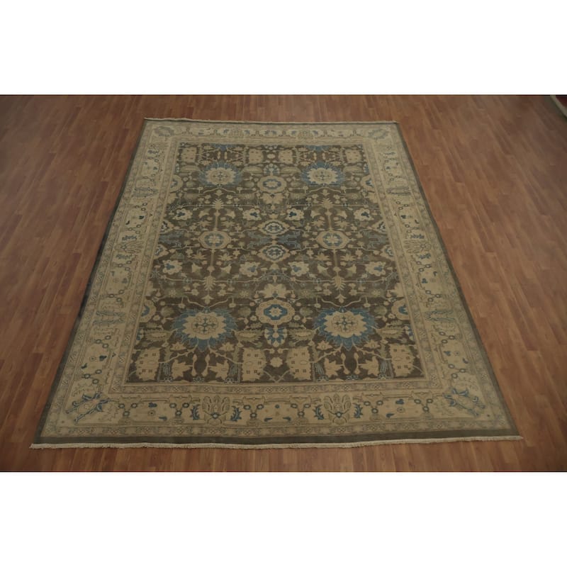 Hand Knotted Oriental 100% Wool Carpet Traditional All-Over Greys & Charcoal Ziegler Area Rug - 12' 6'' X 9' 8''