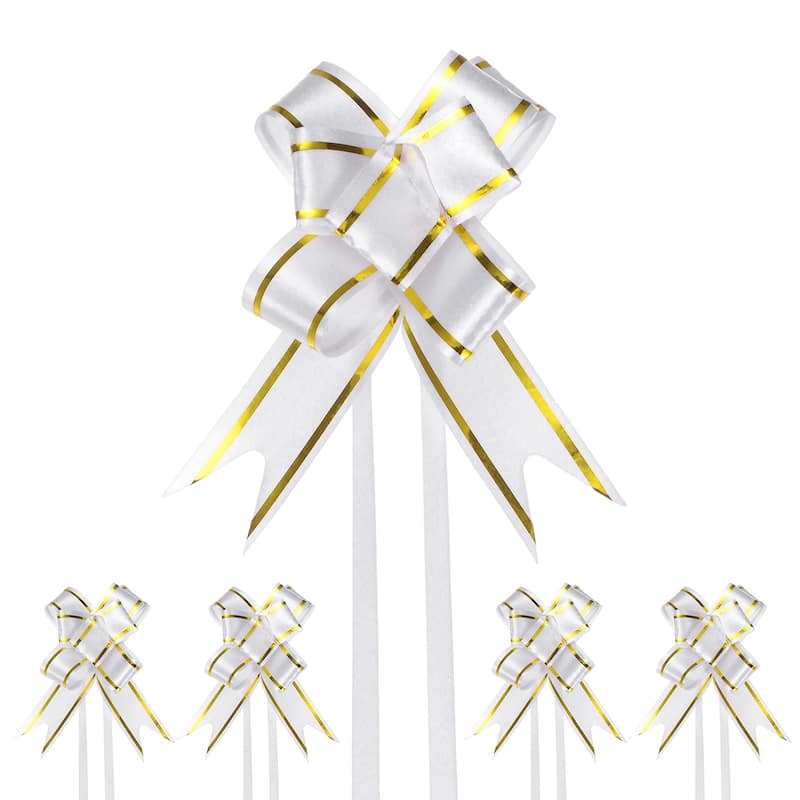 100pcs Ribbon Pull Bows Bows for Wedding Baskets Decorations - White - 2.56 Inch