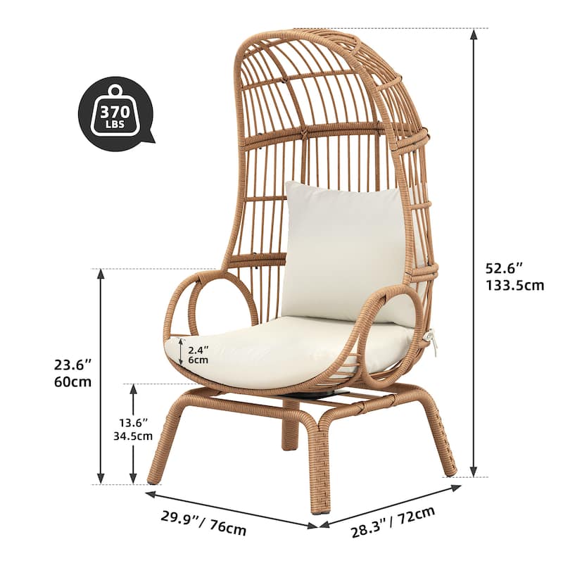 Moasis Outdoor Small Egg Chair Patio Wicker Basket Chair with Ottoman,Rocking Egg Chair,Swivel Egg Chair