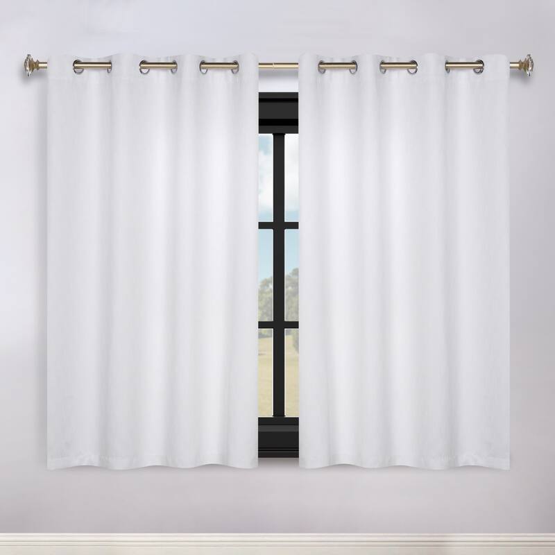 Superior Zuri Washable Room Darkening Curtains, Set of 2 Panels - 52"x63" - Snow White