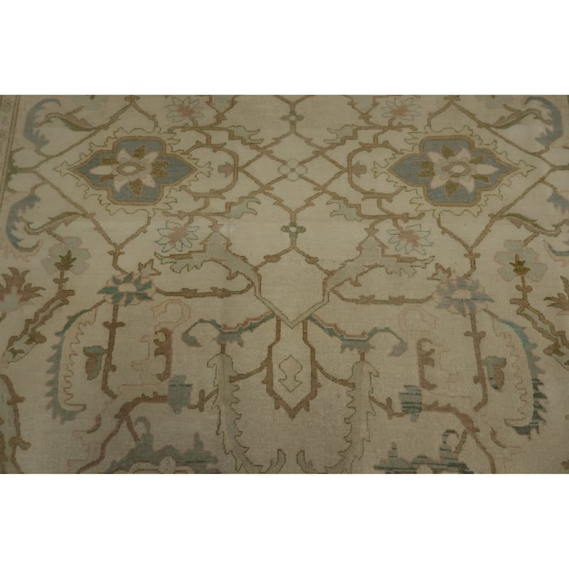 Hand Knotted Oriental 100% Wool Carpet Traditional All-Over Beige & Ivories Ziegler Area Rug - 9' 5'' X 7' 8''