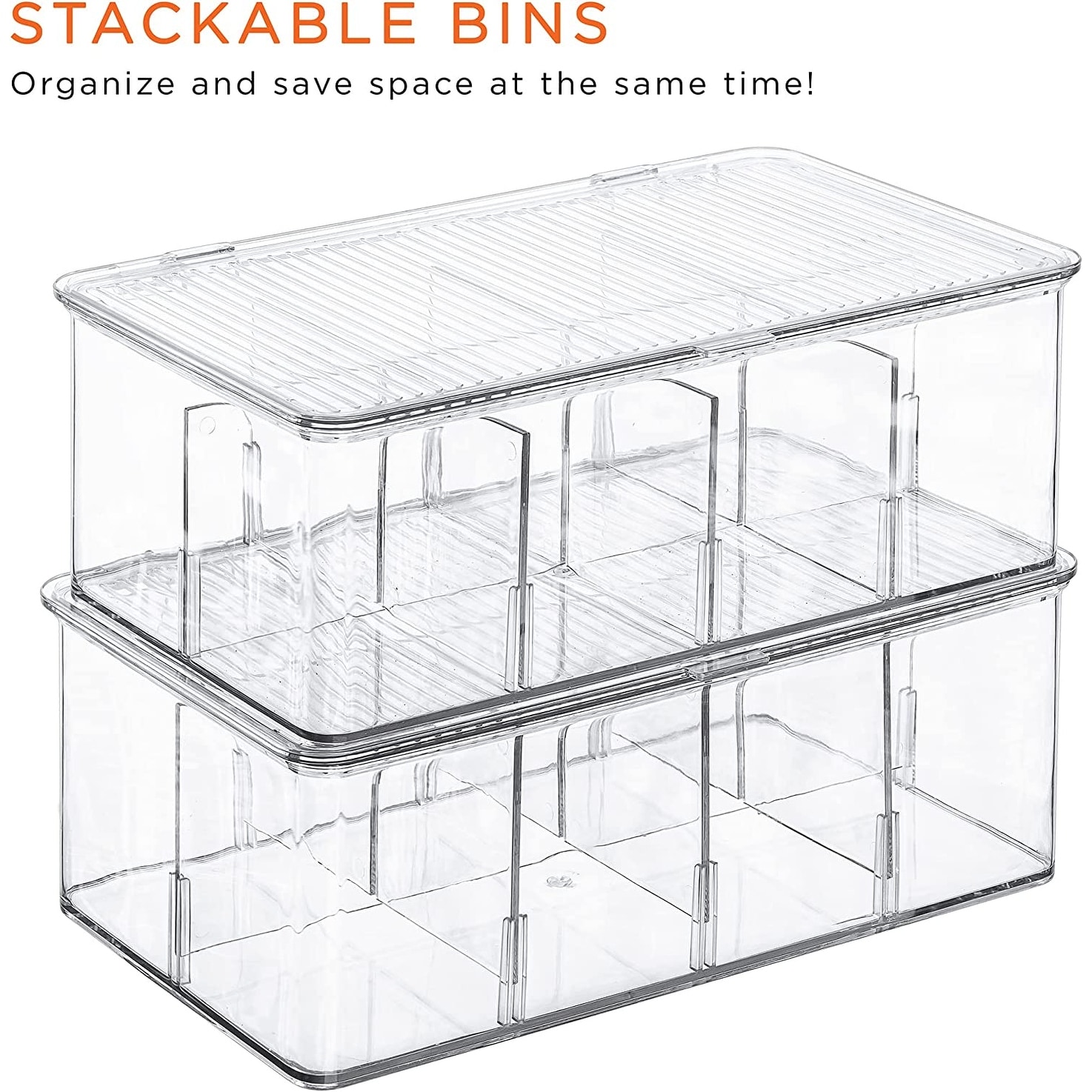 Sorbus Organizer Bins, With Lids & Removable Compartments, Kitchen Pantry  Organization Storage Bins With Dividers