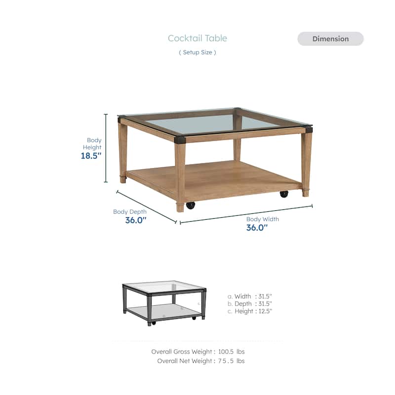 Neilsen 32" Transitional Square Wood Cocktail Table