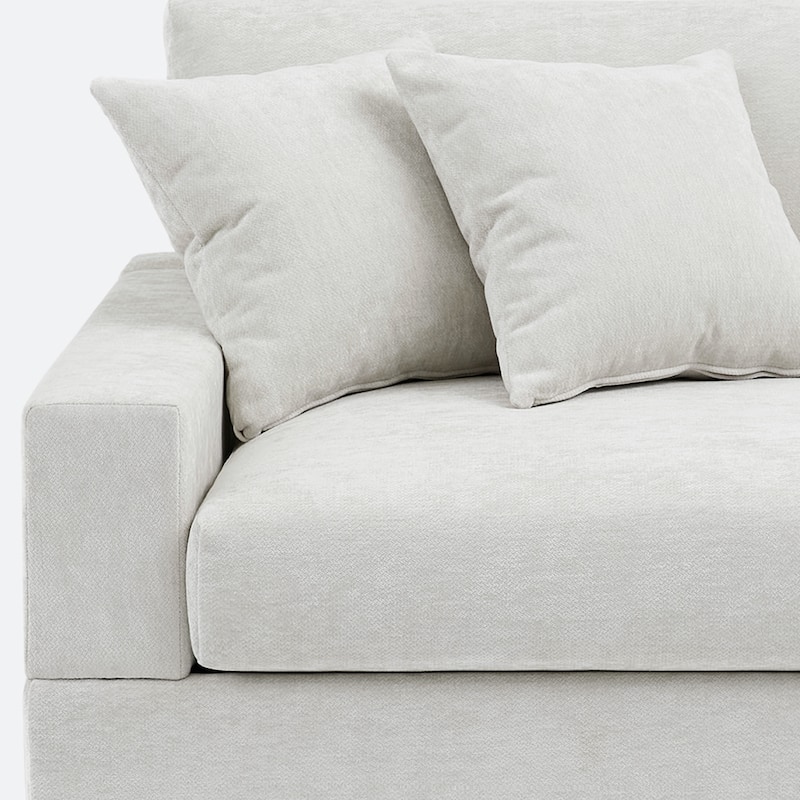 41" W Modern Chenille Corner Arm Accent Chair Sectional Module with Pillows