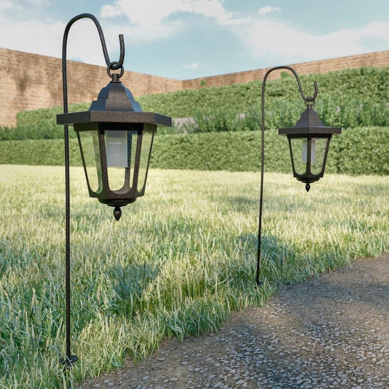 Pure Garden Hanging Solar Coach Lights with Hanging Hooks