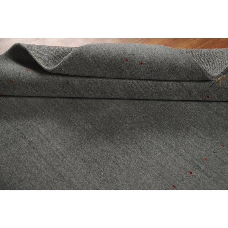 Tribal Gray Gabbeh Indian Area Rug Handmade Wool Carpet - 4'9" x 7'10"