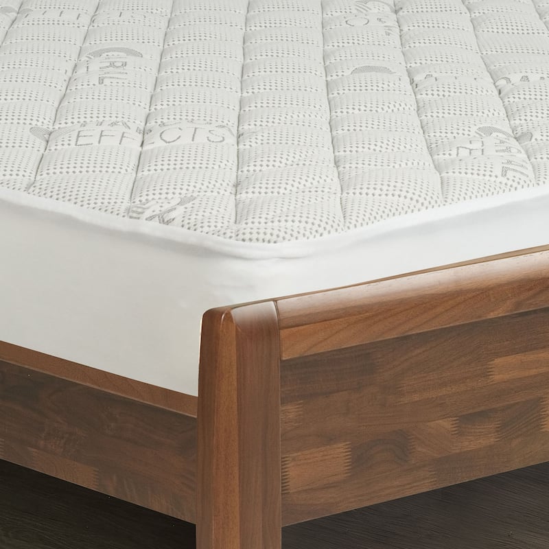 All-In-One Charcoal Effects Odor Control & Cooling Fitted Mattress Pad - White