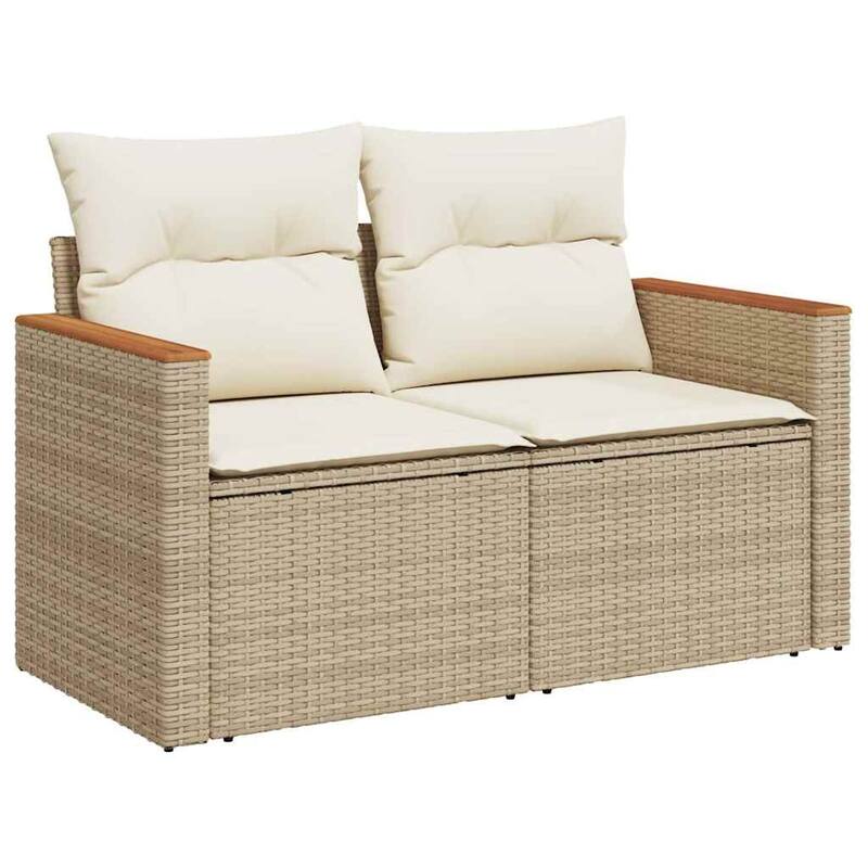 vidaXL Patio Sofa Set with Cushions Outdoor Conversation Furniture Poly Rattan - 24.4 x 24.4 x 27.2 in