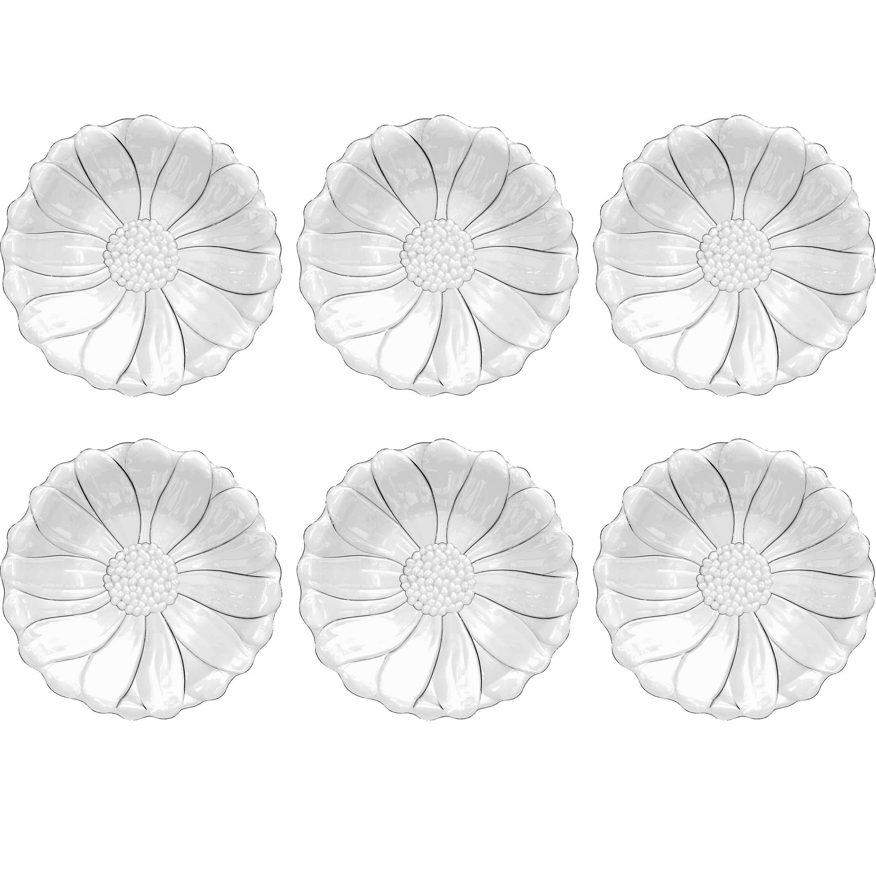 Abode Homewares Figural Flower Acrylic Salad Plate - Clear - 9.8" - Set of 6