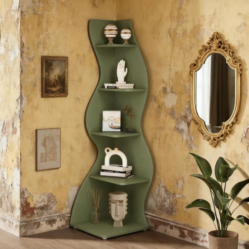 5-Tier Corner Wall Bookshelf - Storage Rack and Plant Stand
