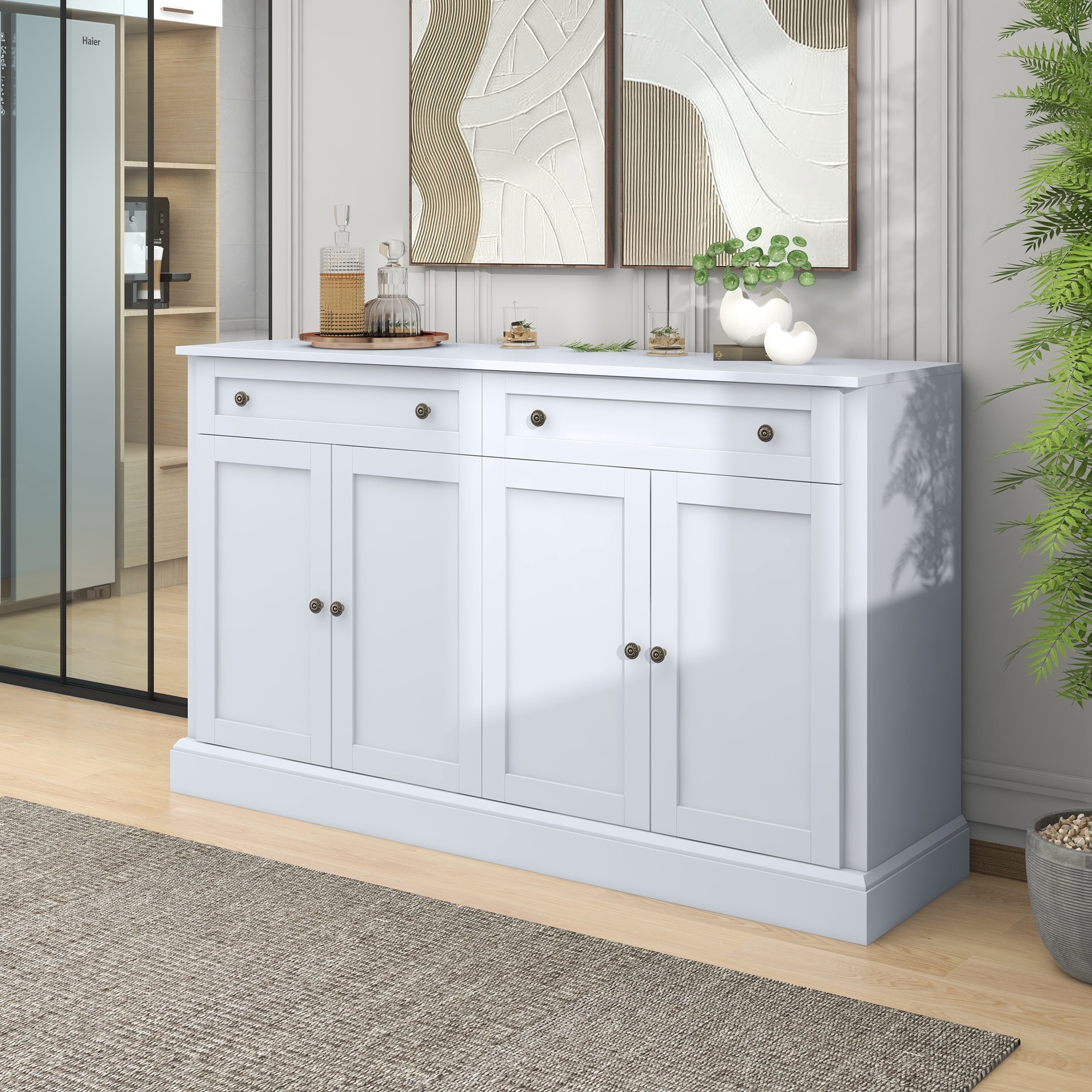 Kitchen Sideboard Buffet Cabinet with 2 Drawers and 4 Doors
