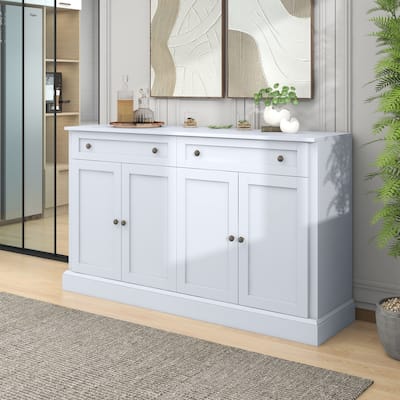 Kitchen Sideboard Cabinet with 2 Drawers, Wooden Console Table with 4 Doors, Buffet Cabinet with Adjustable Shelves