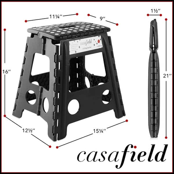 16in Folding Step Stool with Handle in Black - 16-Inch - Bed Bath ...