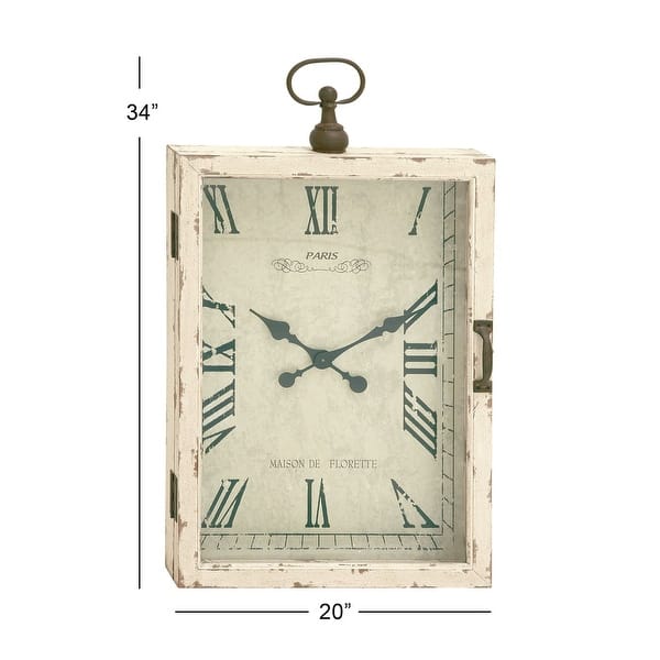 White Distressed Wood Vintage Traditional Farmhouse Wall Clock - Bed ...