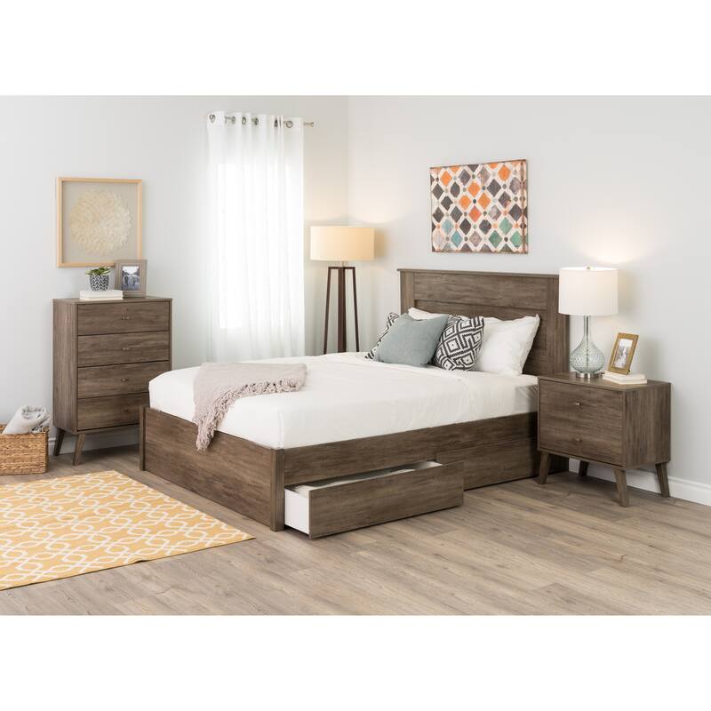 Prepac Milo Mid-Century Modern 4 Drawer Chest of Drawers, Contemporary Bedroom Furniture, Small Dresser for Bedroom