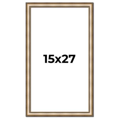 15x27 Frame Gold Solid Wood Shadow Box Width 1.5 Inches | Interior Frame Depth 2 3/8 Inches