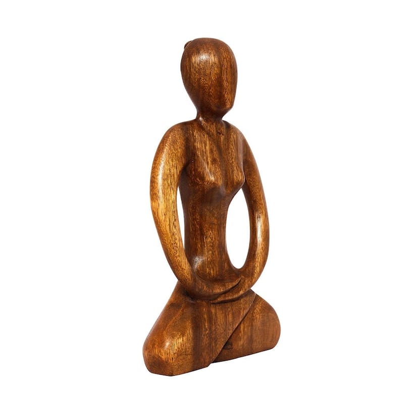 12" Wooden Handmade Abstract Yoga Sculpture Statue Handcrafted "Tranquility" Gift Home Decor Figurine Decoration Hand Carved