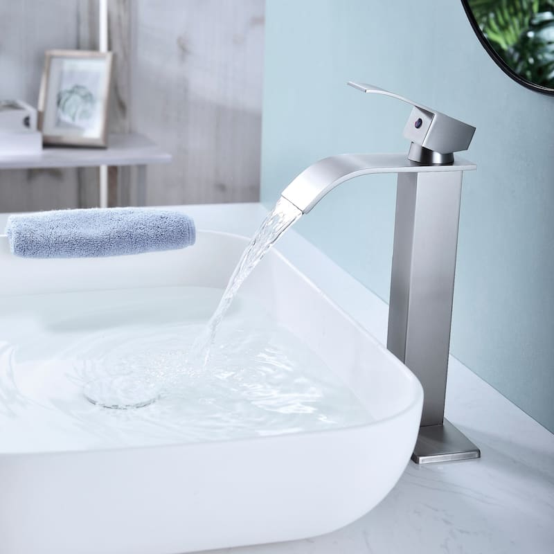 11" Tall Brushed Nickel Single-Handle Single-Hole Basin Faucet