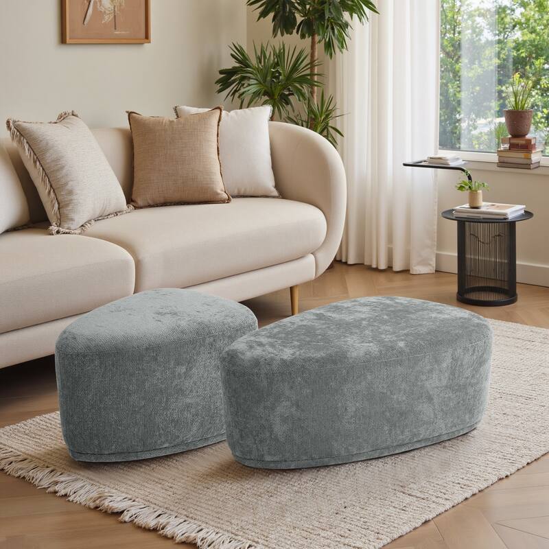 Leon 26" & 43" W Chenille Triangle Cocktail Ottoman Set