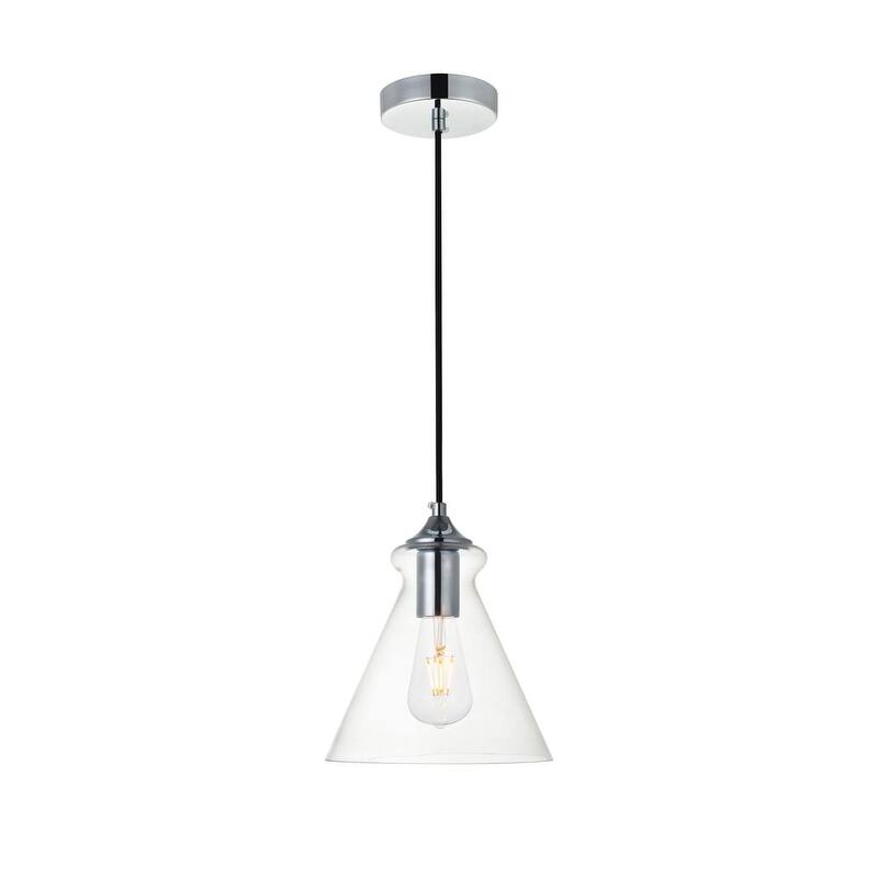 1-Light 8 inch Pendant with Clear Glass - Chrome