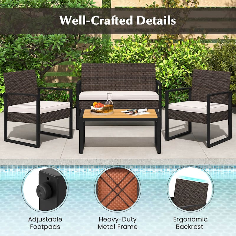 Costway 8 Piece Patio Furniture Set with Cushioned Chairs & Wood - See Details
