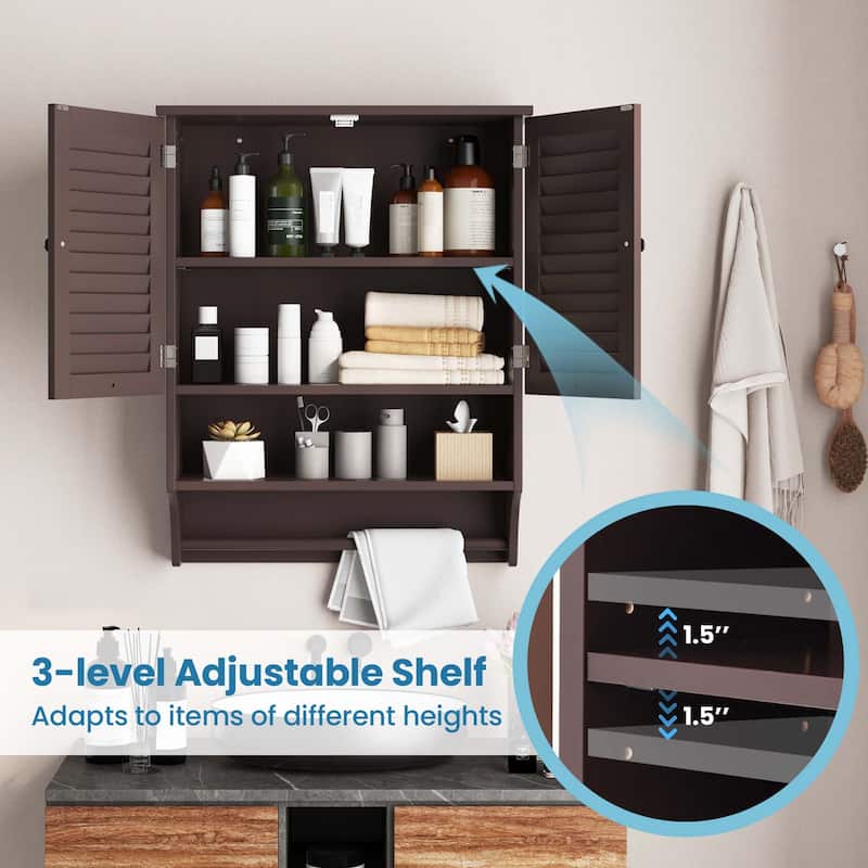Costway Bathroom Wall Mounted Medicine Cabinet with Louvered Doors & - See Details