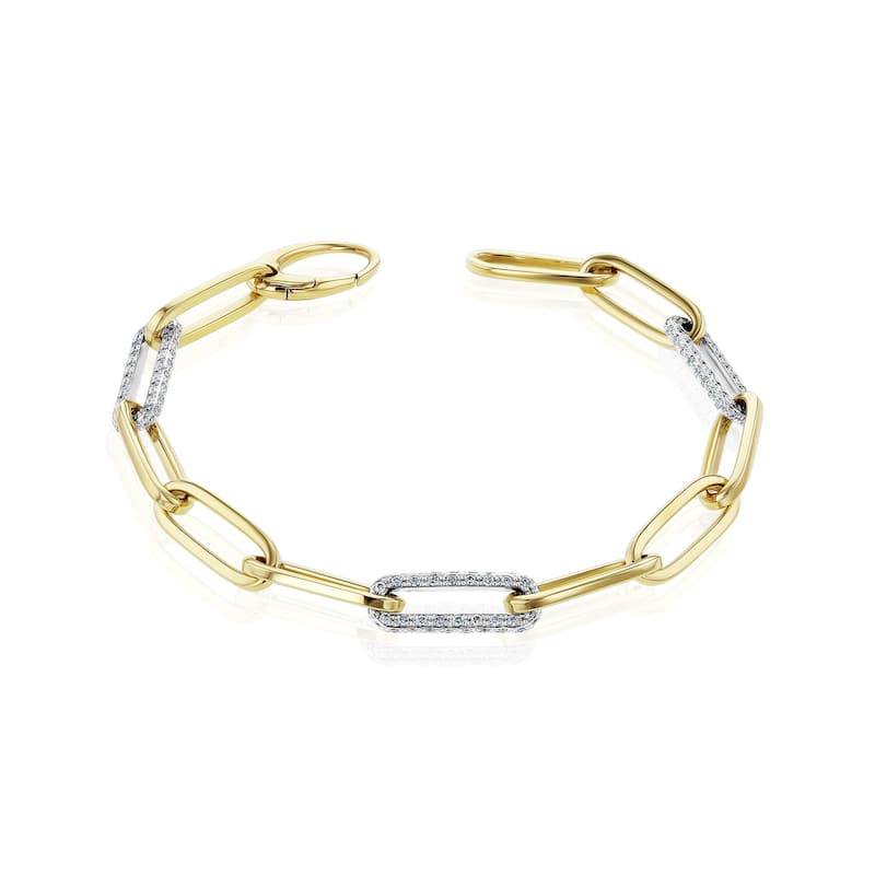 Kobelli 1.5 Carat Lab Grown Diamond 14k Solid Gold Paperclip Chain Gilda Bracelet (DEF/VS)
