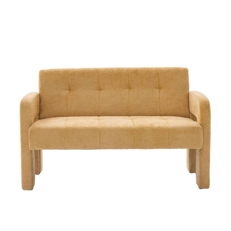 Modern 2-Seater Sofa Armchair with Chenille Fabric, for Living Rooms, Bedrooms, Lounges and Reading, Yellow